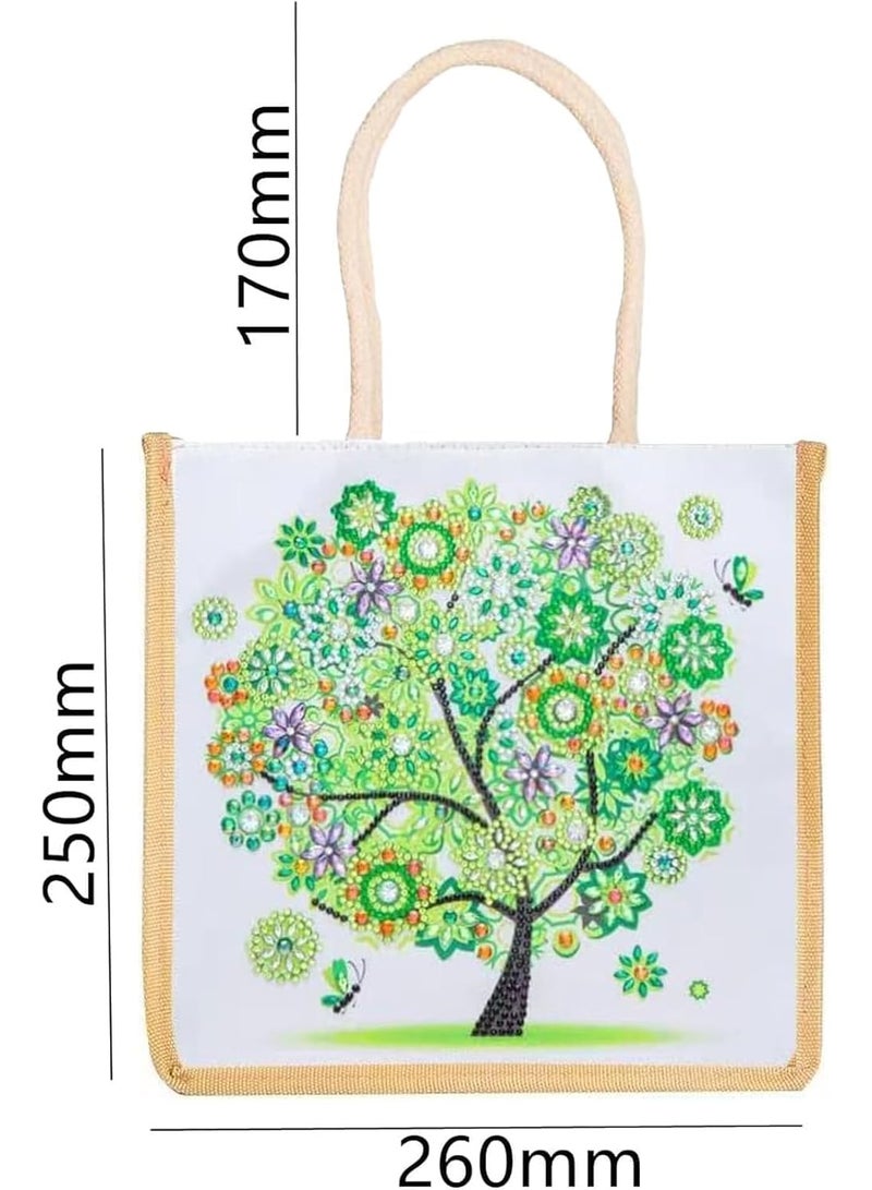 CLENEA Diamond Painting Bag 5D Diamond Art Tote Bags，Diamond Drawing Cross Stitch Shaped Diamond Storage Bag Embroidery Kit Diamond Art Bags Girls Adult Art Craft Decoration Bags (Spring) - Image 2